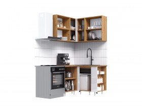 ЛДСП Кухня Рио NEW 1,2х1,2м 490 исп.1 Компоновка №6 Белый глянец, Дуб Крафт, Дуб вотан
