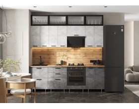 ЛДСП Кухня Рио NEW 2,4/1080м 490 Компоновка №4 Бетон светлый/Бетон темный, Графит, Дуб вотан