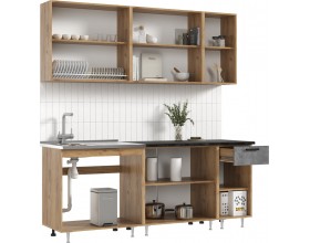 ЛДСП Кухня Рио NEW 2,0м 490 Дуб Крафт/Бетон темный, Дуб Крафт, Кастилло темный