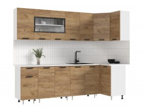 ЛДСП Кухня Рио NEW 2,6х1,0м 490 Дуб Крафт, Белый, Антарес
