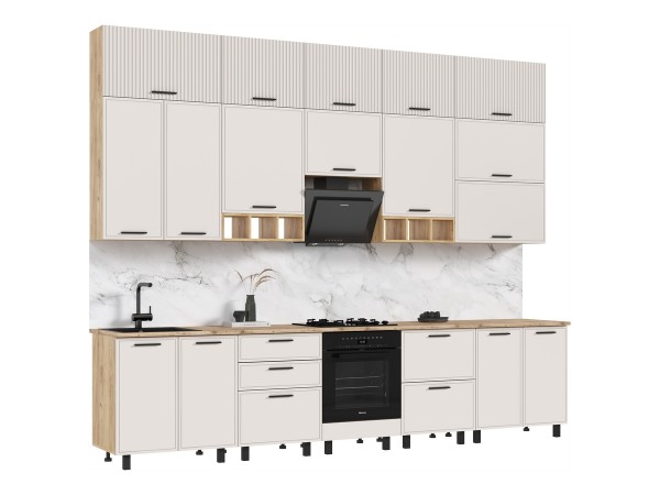Кухня Бьянка 3,4/1350м Кашемир, Дуб Крафт, Дуб вотан