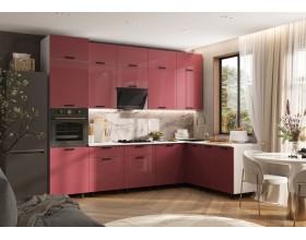 Кухня Техно 3,0х1,8/1080м Компоновка №6 Марсала глянец, Белый, Антарес