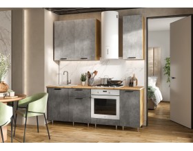 ЛДСП Кухня Рио NEW 2,0/900м 490 Компоновка №2 Бетон светлый/Бетон темный, Дуб Крафт, Дуб вотан