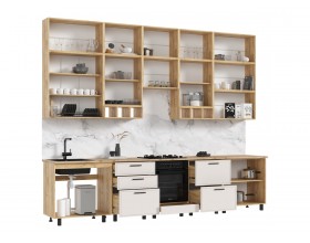 Кухня Бьянка 3,4/1350м Кашемир, Дуб Крафт, Дуб вотан