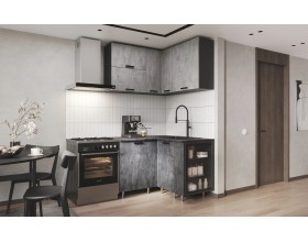 ЛДСП Кухня Рио NEW 1,2х1,2м 490 исп.1 Компоновка №6 Бетон светлый/ Бетон темный, Графит, Кастилло темный