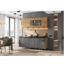 ЛДСП Кухня Рио NEW 2,0м 490 Дуб Крафт/Бетон темный, Дуб Крафт, Кастилло темный