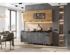 ЛДСП Кухня Рио NEW 2,0м 490 Дуб Крафт/Бетон темный, Дуб Крафт, Кастилло темный