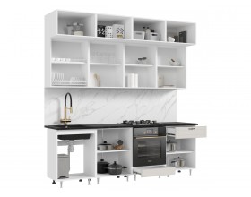 Кухня Престиж 2,4м Браш Лайт Грей, Белый, Кастилло темный
