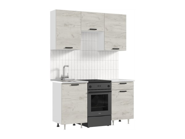 ЛДСП Кухня Рио NEW 1,5м 490 Дуб Крафт Белый, Белый, Антарес