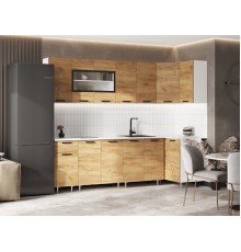 ЛДСП Кухня Рио NEW 2,6х1,0м 490 Дуб Крафт, Белый, Антарес
