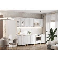 Кухня Престиж Голд 2,6м 490 Решетка исп.2 Браш Вайт, Белый, Антарес