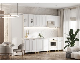 Кухня Престиж Голд 2,6м 490 Решетка исп.2 Браш Вайт, Белый, Антарес
