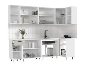 ЛДСП Кухня Рио NEW 2,6х1,0м 490 Дуб Крафт Белый, Белый, Антарес