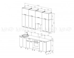 ЛДСП Кухня Рио NEW 2,4/1350м 490 Компоновка №3 Белый глянец, Дуб Крафт, Дуб вотан