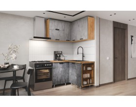 ЛДСП Кухня Рио NEW 1,2х1,2м 490 исп.1 Компоновка №6 Бетон светлый/ Бетон темный, Дуб Крафт, Дуб вотан