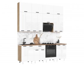 ЛДСП Кухня Рио NEW 2,4/1350м 490 Компоновка №3 Белый глянец, Дуб Крафт, Дуб вотан