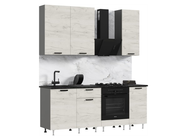 ЛДСП Кухня Рио NEW 2,0/900м 490 Компоновка №2 Дуб Крафт Белый, Графит, Кастилло темный