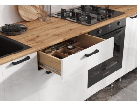 ЛДСП Кухня Рио NEW 2,4/1350м 490 Компоновка №3 Белый глянец, Дуб Крафт, Дуб вотан