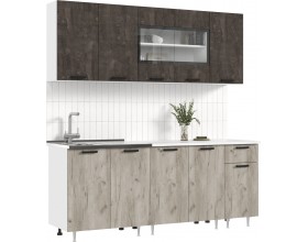 ЛДСП Кухня Рио NEW 2,0м 490 Железный камень/Дуб Крафт серый, Белый, Антарес