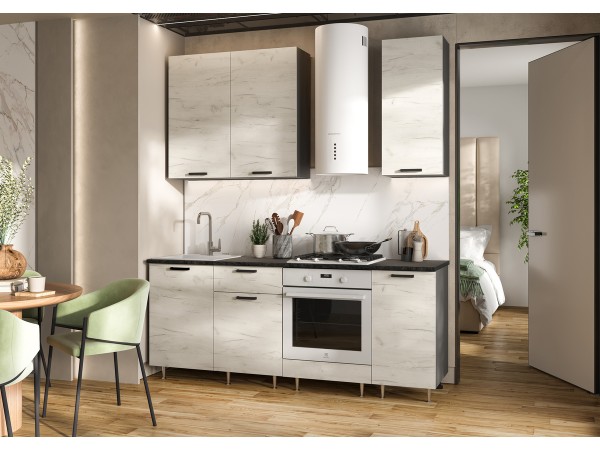 ЛДСП Кухня Рио NEW 2,0/900м 490 Компоновка №2 Дуб Крафт Белый, Графит, Кастилло темный