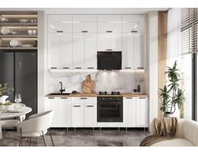 ЛДСП Кухня Рио NEW 2,4/1350м 490 Компоновка №3 Белый глянец, Дуб Крафт, Дуб вотан