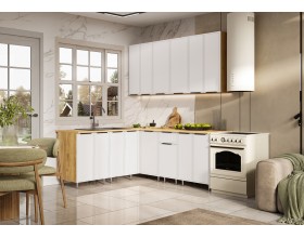 Кухня Николь 1,8х2,0/900м Браш Вайт, Дуб Крафт, Дуб вотан