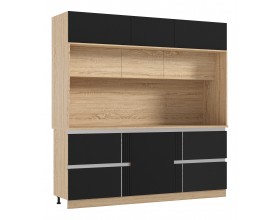 МДФ Кухня Карина Центральная секция 2200 Пластер Блэк, Сонома