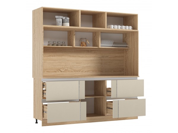 МДФ Кухня Карина Центральная секция 2200 Пластер Аворио, Сонома