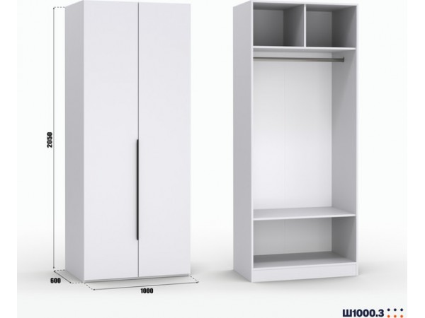 Шкаф Лора (Модерн) для одежды Ш 1000.3 белый