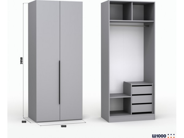 Шкаф Лора (Модерн) для одежды Ш 1000 серый шифер