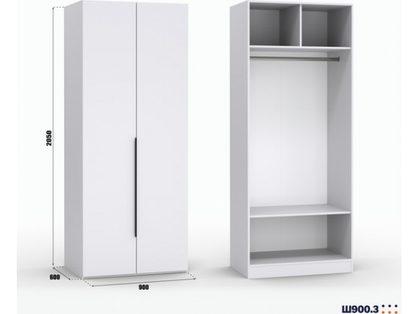 Шкаф Лора (Модерн) для одежды Ш 900.3 белый