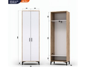 Шкаф АС (ШК) 70.2 белый-дуб крафт