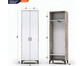 Шкаф АС (ШК) 70.2 белый-дуб юкон