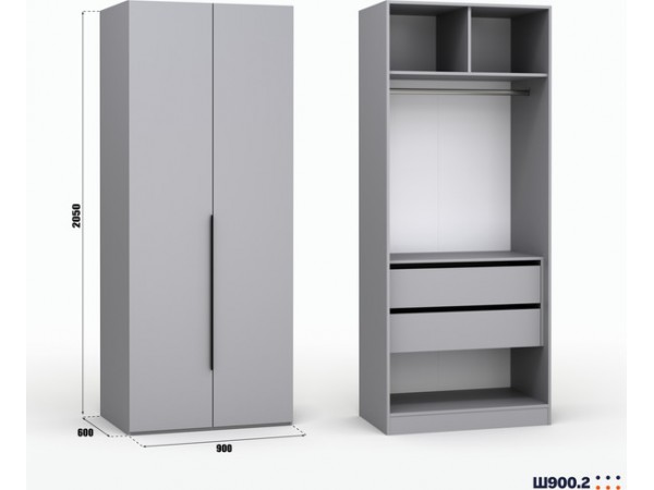 Шкаф Лора (Модерн) для одежды Ш 900.2 серый шифер