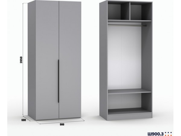 Шкаф Лора (Модерн) для одежды Ш 900.3 серый шифер