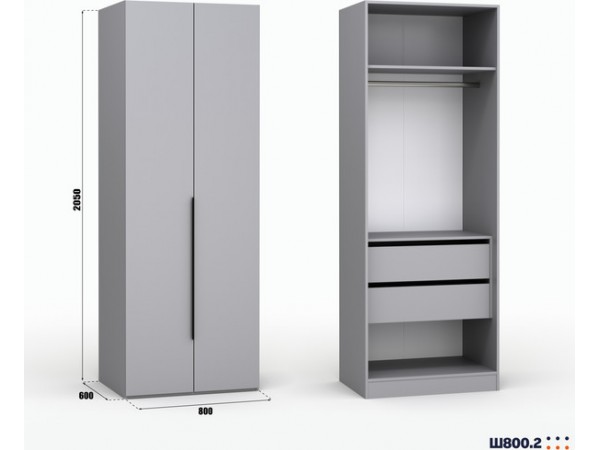Шкаф Лора (Модерн) для одежды Ш 800.2 серый шифер