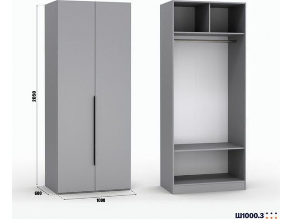 Шкаф Лора (Модерн) для одежды Ш 1000.3 серый шифер