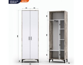 Шкаф АС (ШК) 90.2 белый-дуб юкон