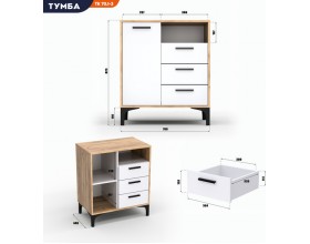 Тумба АВ (ТК) 70.1-3 белый-дуб крафт