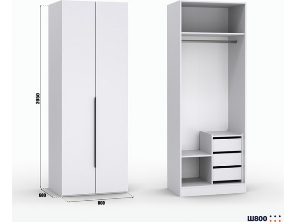 Шкаф Лора (Модерн) для одежды Ш 800 белый