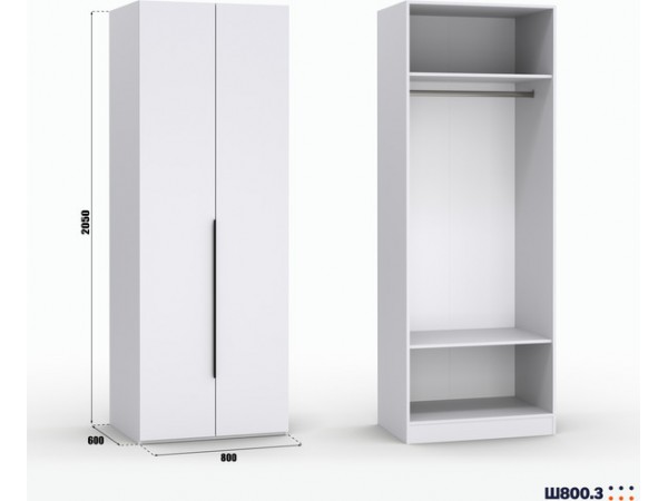 Шкаф Лора (Модерн) для одежды Ш 800.3 белый