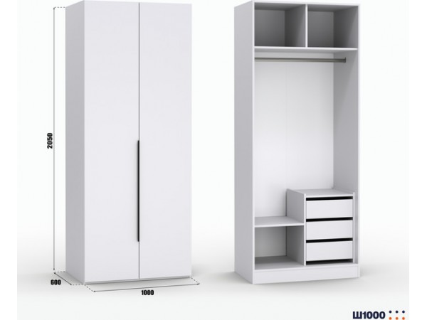 Шкаф Лора (Модерн) для одежды Ш 1000 белый