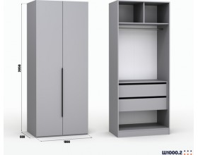 Шкаф Лора (Модерн) для одежды Ш 1000.2 серый шифер