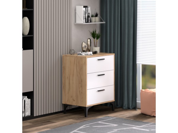 Комод ТТ (КК) 70-3 белый-дуб крафт