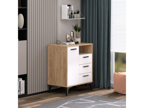 Тумба АВ (ТК) 90.1-3 белый-дуб крафт