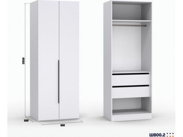 Шкаф Лора (Модерн) для одежды Ш 800.2 белый