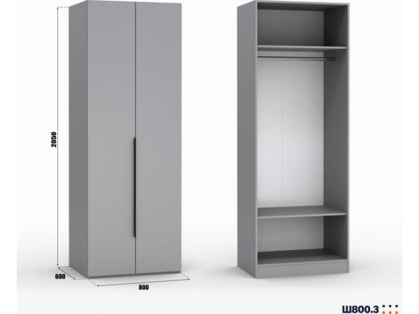 Шкаф Лора (Модерн) для одежды Ш 800.3 серый шифер