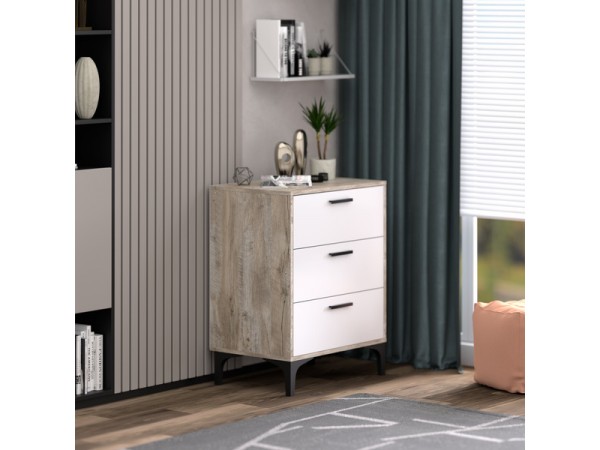 Комод ТТ (КК) 70-3 белый-дуб юкон