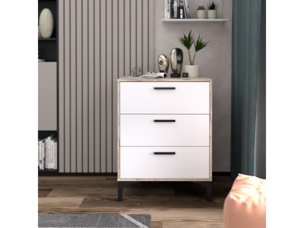 Комод ТТ (КК) 70-3 белый-дуб юкон