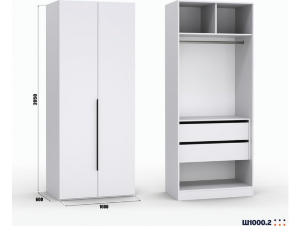 Шкаф Лора (Модерн) для одежды Ш 1000.2 белый